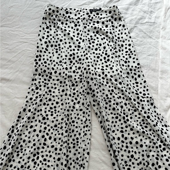 White with Black Spots Wide Leg Trouser Pant - Picture 2 of 5